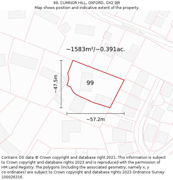 99, CUMNOR HILL, OXFORD, OX2 9JR: Plot and title map