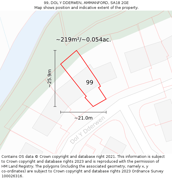 99, DOL Y DDERWEN, AMMANFORD, SA18 2GE: Plot and title map