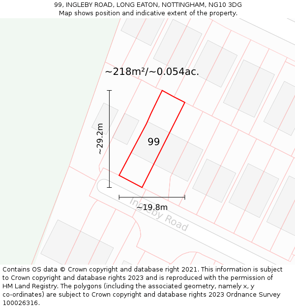 99, INGLEBY ROAD, LONG EATON, NOTTINGHAM, NG10 3DG: Plot and title map