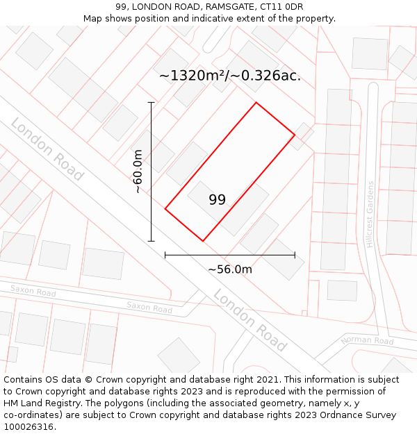 99, LONDON ROAD, RAMSGATE, CT11 0DR: Plot and title map