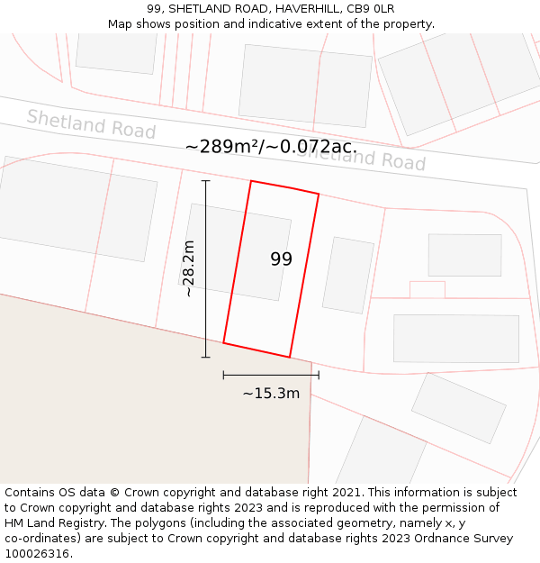 99, SHETLAND ROAD, HAVERHILL, CB9 0LR: Plot and title map