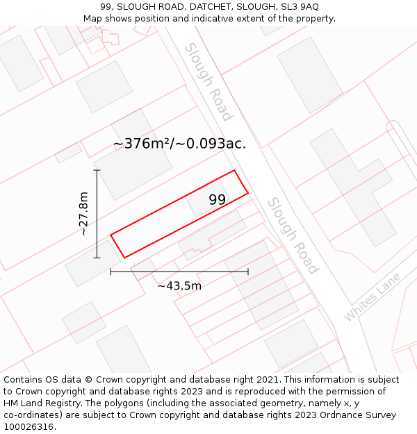 99, SLOUGH ROAD, DATCHET, SLOUGH, SL3 9AQ: Plot and title map