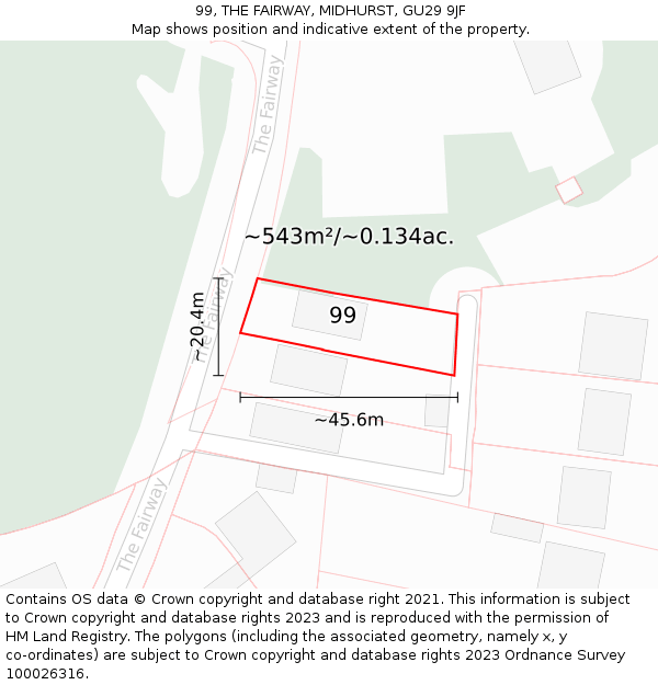 99, THE FAIRWAY, MIDHURST, GU29 9JF: Plot and title map