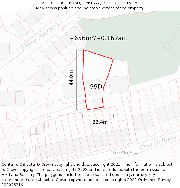 99D, CHURCH ROAD, HANHAM, BRISTOL, BS15 3AL: Plot and title map