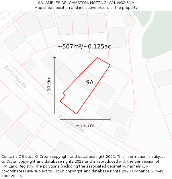 9A, AMBLESIDE, GAMSTON, NOTTINGHAM, NG2 6NA: Plot and title map