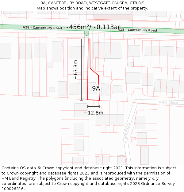 9A, CANTERBURY ROAD, WESTGATE-ON-SEA, CT8 8JS: Plot and title map