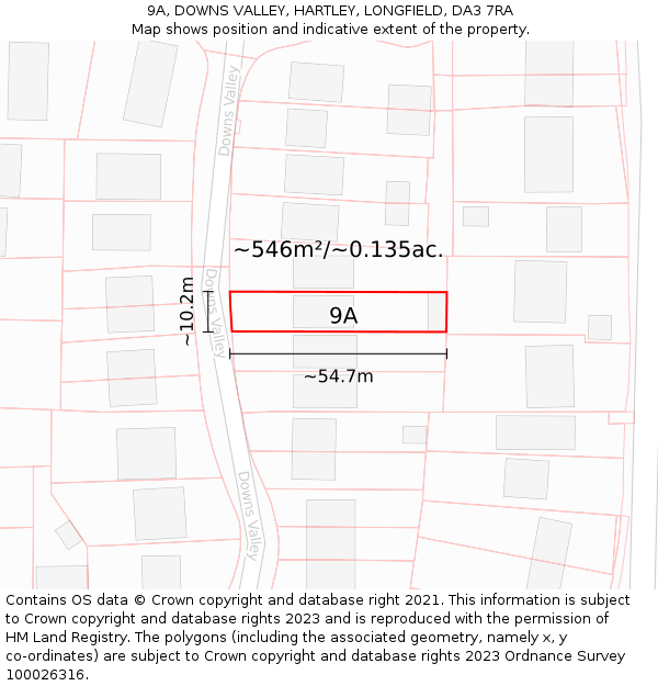 9A, DOWNS VALLEY, HARTLEY, LONGFIELD, DA3 7RA: Plot and title map