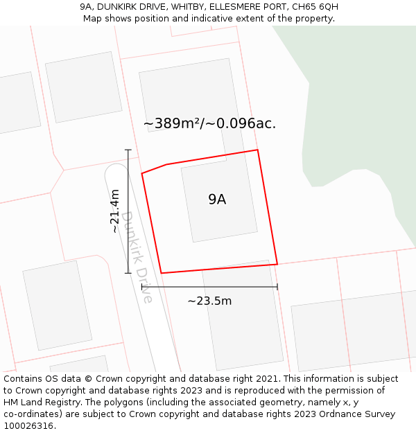 9A, DUNKIRK DRIVE, WHITBY, ELLESMERE PORT, CH65 6QH: Plot and title map