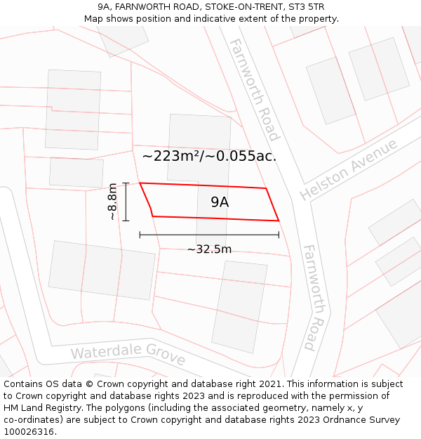 9A, FARNWORTH ROAD, STOKE-ON-TRENT, ST3 5TR: Plot and title map