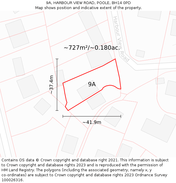 9A, HARBOUR VIEW ROAD, POOLE, BH14 0PD: Plot and title map