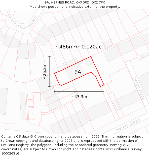 9A, HERNES ROAD, OXFORD, OX2 7PX: Plot and title map