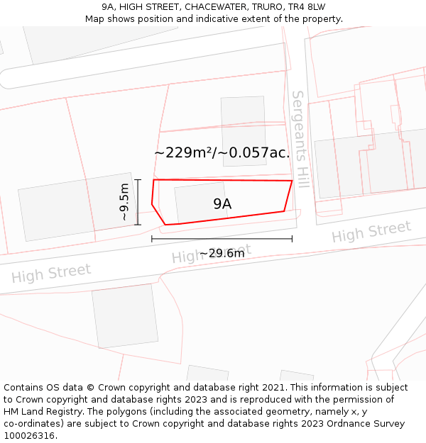 9A, HIGH STREET, CHACEWATER, TRURO, TR4 8LW: Plot and title map