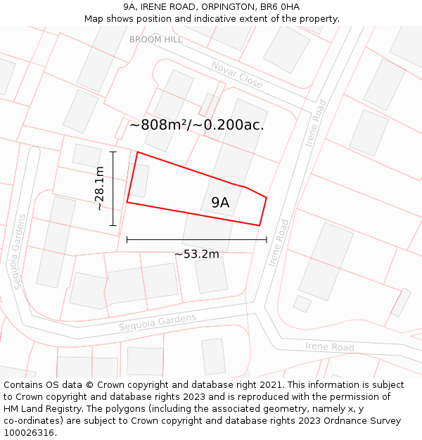 9A, IRENE ROAD, ORPINGTON, BR6 0HA: Plot and title map