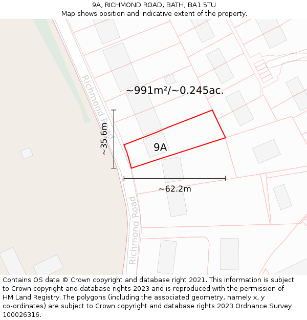 9A, RICHMOND ROAD, BATH, BA1 5TU: Plot and title map