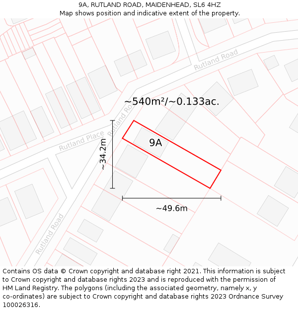 9A, RUTLAND ROAD, MAIDENHEAD, SL6 4HZ: Plot and title map