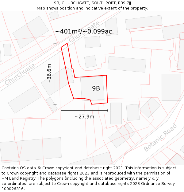 9B, CHURCHGATE, SOUTHPORT, PR9 7JJ: Plot and title map