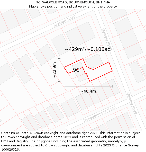 9C, WALPOLE ROAD, BOURNEMOUTH, BH1 4HA: Plot and title map