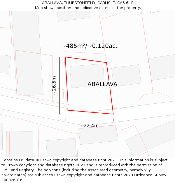 ABALLAVA, THURSTONFIELD, CARLISLE, CA5 6HE: Plot and title map