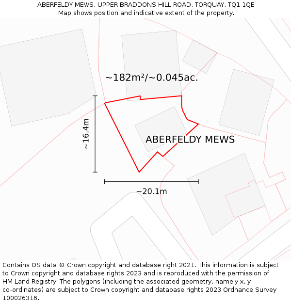 ABERFELDY MEWS, UPPER BRADDONS HILL ROAD, TORQUAY, TQ1 1QE: Plot and title map