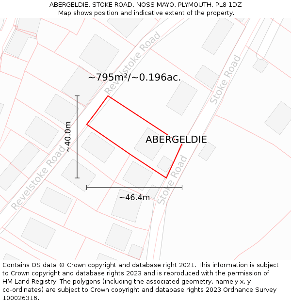 ABERGELDIE, STOKE ROAD, NOSS MAYO, PLYMOUTH, PL8 1DZ: Plot and title map