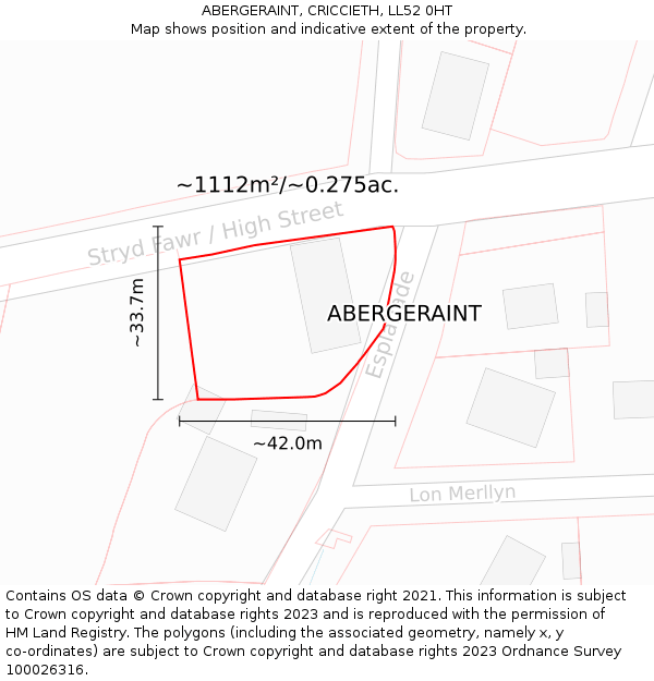 ABERGERAINT, CRICCIETH, LL52 0HT: Plot and title map