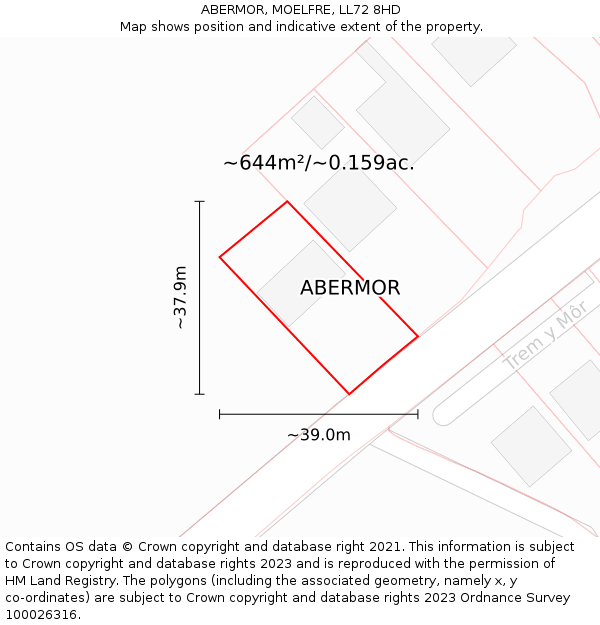 ABERMOR, MOELFRE, LL72 8HD: Plot and title map