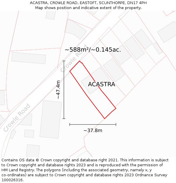 ACASTRA, CROWLE ROAD, EASTOFT, SCUNTHORPE, DN17 4PH: Plot and title map