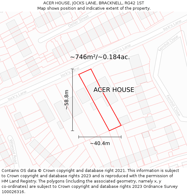 ACER HOUSE, JOCKS LANE, BRACKNELL, RG42 1ST: Plot and title map