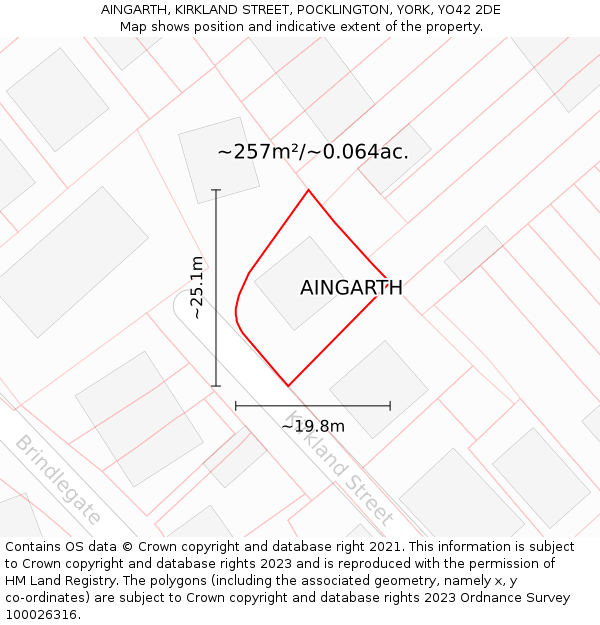 AINGARTH, KIRKLAND STREET, POCKLINGTON, YORK, YO42 2DE: Plot and title map