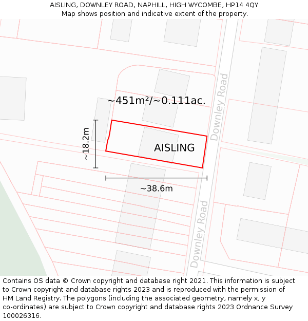 AISLING, DOWNLEY ROAD, NAPHILL, HIGH WYCOMBE, HP14 4QY: Plot and title map