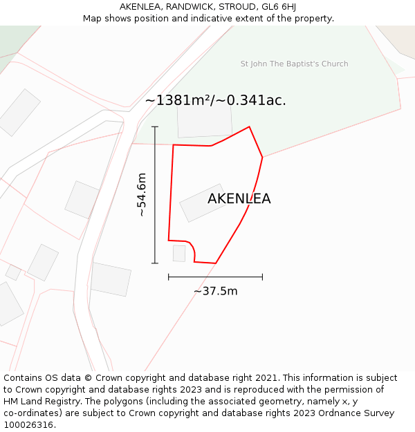 AKENLEA, RANDWICK, STROUD, GL6 6HJ: Plot and title map