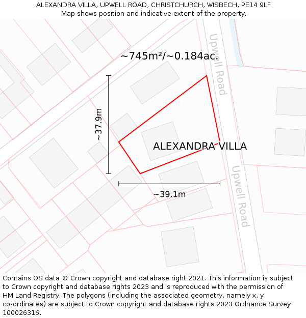 ALEXANDRA VILLA, UPWELL ROAD, CHRISTCHURCH, WISBECH, PE14 9LF: Plot and title map