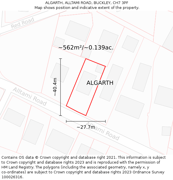 ALGARTH, ALLTAMI ROAD, BUCKLEY, CH7 3PF: Plot and title map