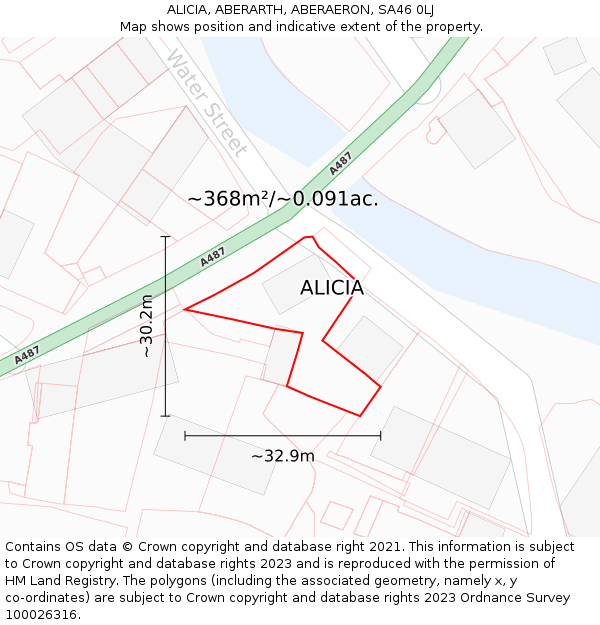 ALICIA, ABERARTH, ABERAERON, SA46 0LJ: Plot and title map