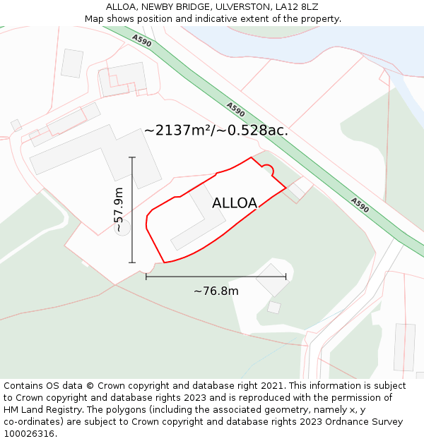 ALLOA, NEWBY BRIDGE, ULVERSTON, LA12 8LZ: Plot and title map