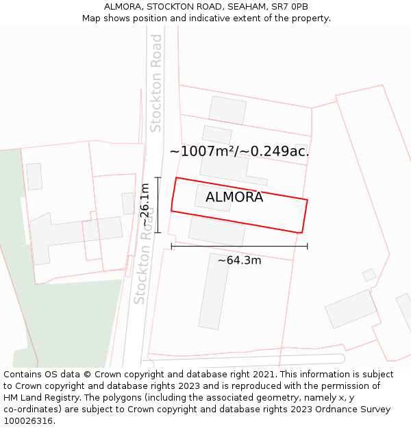 ALMORA, STOCKTON ROAD, SEAHAM, SR7 0PB: Plot and title map