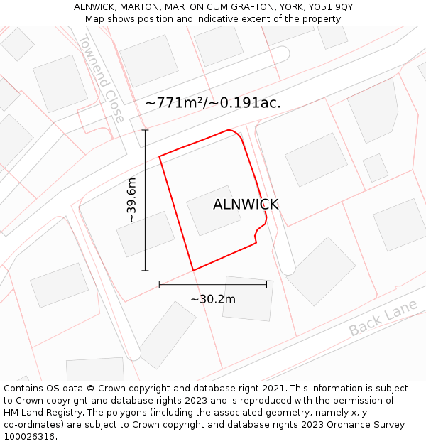 ALNWICK, MARTON, MARTON CUM GRAFTON, YORK, YO51 9QY: Plot and title map