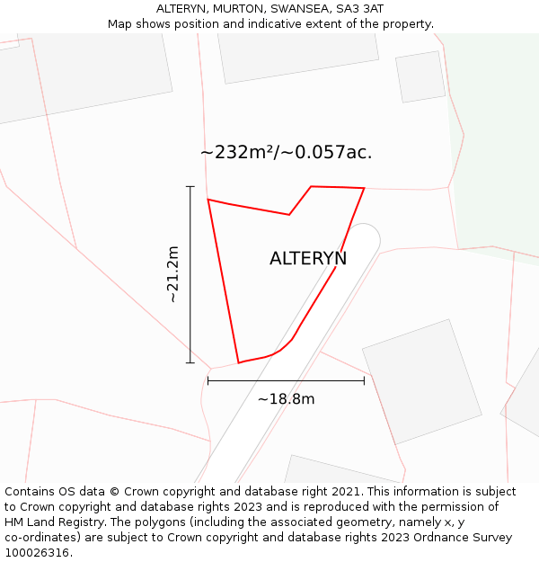 ALTERYN, MURTON, SWANSEA, SA3 3AT: Plot and title map