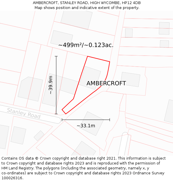 AMBERCROFT, STANLEY ROAD, HIGH WYCOMBE, HP12 4DB: Plot and title map