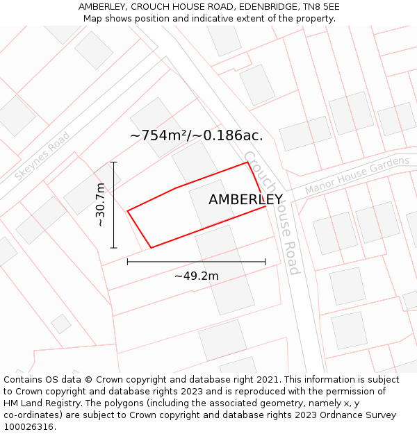 AMBERLEY, CROUCH HOUSE ROAD, EDENBRIDGE, TN8 5EE: Plot and title map