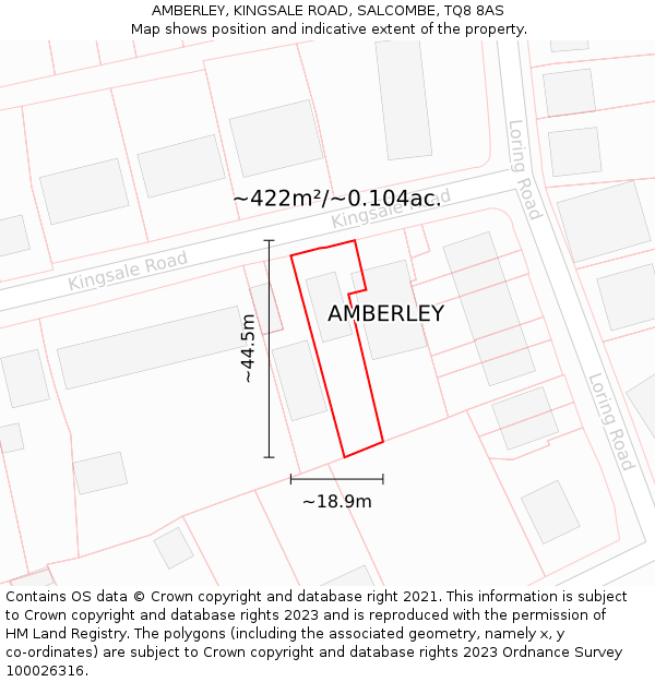 AMBERLEY, KINGSALE ROAD, SALCOMBE, TQ8 8AS: Plot and title map