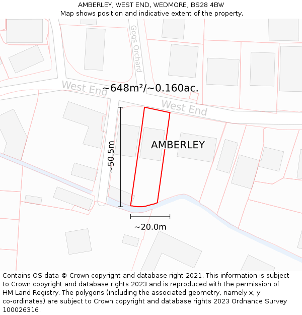 AMBERLEY, WEST END, WEDMORE, BS28 4BW: Plot and title map