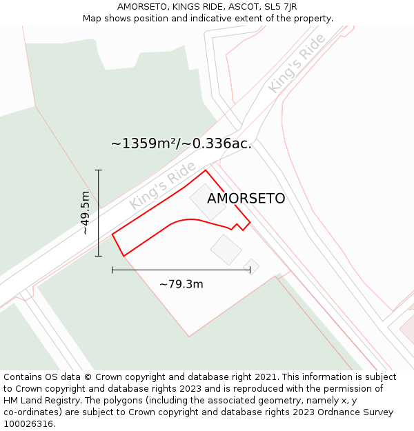 AMORSETO, KINGS RIDE, ASCOT, SL5 7JR: Plot and title map