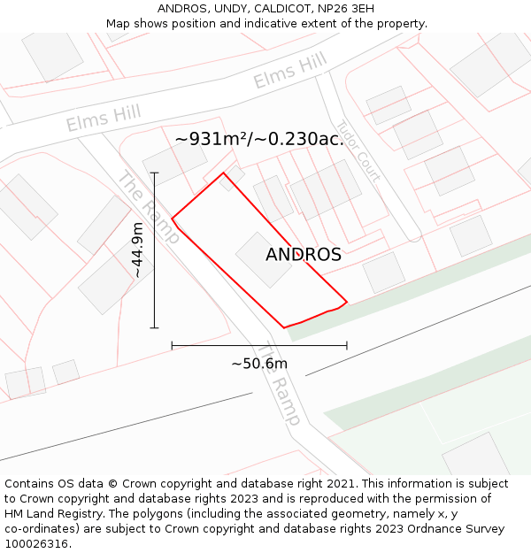 ANDROS, UNDY, CALDICOT, NP26 3EH: Plot and title map