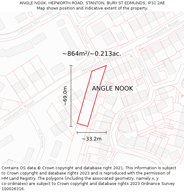 ANGLE NOOK, HEPWORTH ROAD, STANTON, BURY ST EDMUNDS, IP31 2AE: Plot and title map