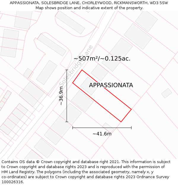 APPASSIONATA, SOLESBRIDGE LANE, CHORLEYWOOD, RICKMANSWORTH, WD3 5SW: Plot and title map