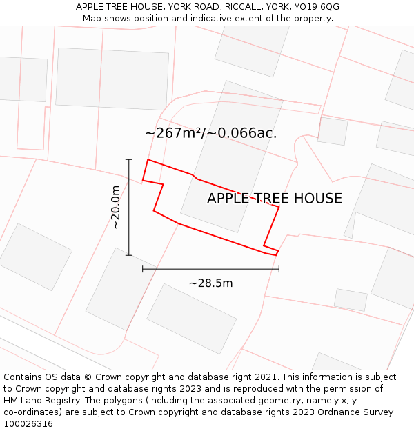 APPLE TREE HOUSE, YORK ROAD, RICCALL, YORK, YO19 6QG: Plot and title map