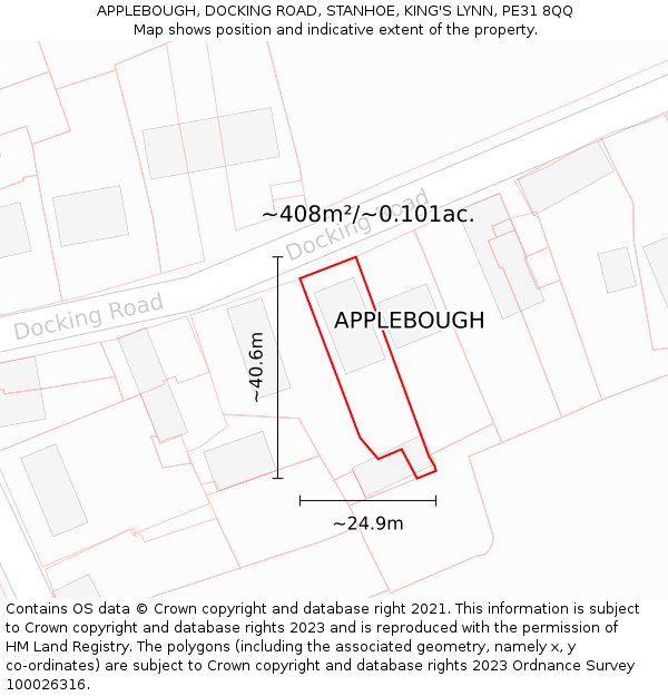 APPLEBOUGH, DOCKING ROAD, STANHOE, KING'S LYNN, PE31 8QQ: Plot and title map