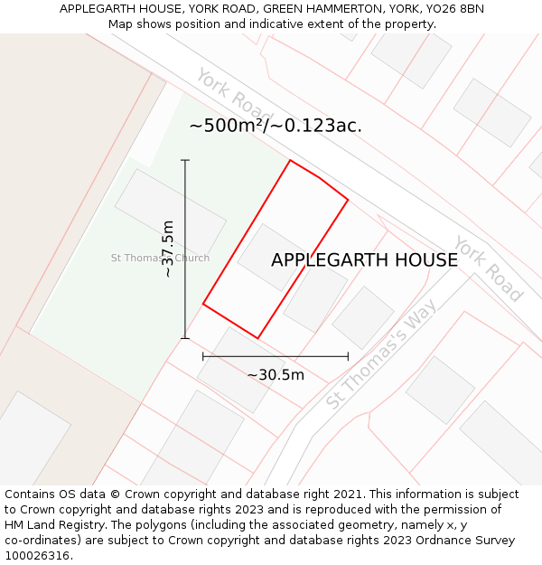 APPLEGARTH HOUSE, YORK ROAD, GREEN HAMMERTON, YORK, YO26 8BN: Plot and title map