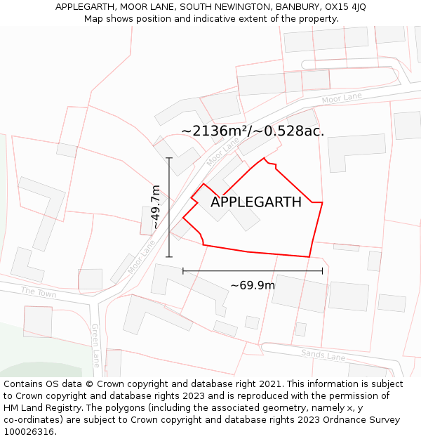 APPLEGARTH, MOOR LANE, SOUTH NEWINGTON, BANBURY, OX15 4JQ: Plot and title map